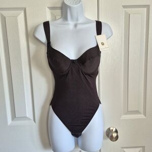 Oscar De‎ La Renta Vintage Union Made Lingerie Black Bodysuit 34C New